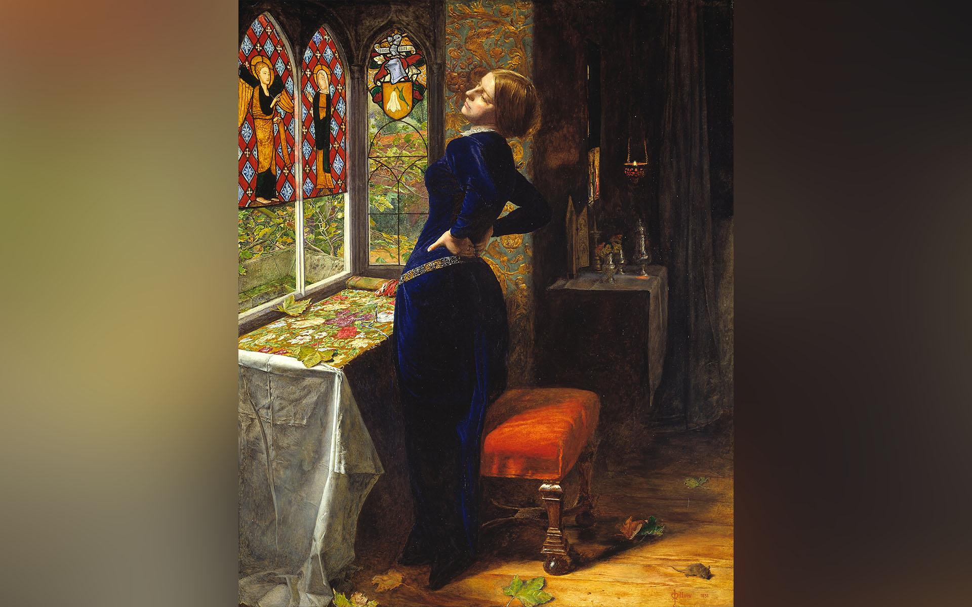 Mariana, kvinnlig huvudkaraktär i Shakespeares komedi Lika för lika, här tolkad i Millais berömda målning från 1851. Foto: Public Domain