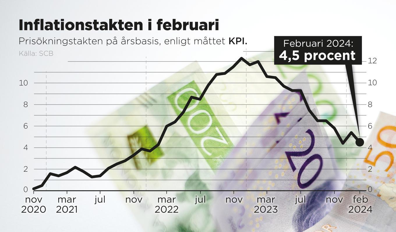 Det blev en rejäl nedgång för inflationen i februari. Foto: Anders Humlebo/TT