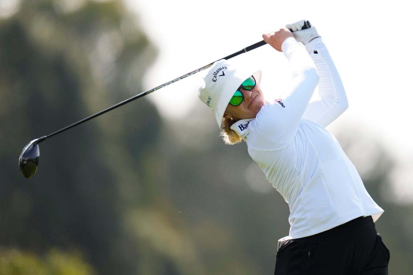 Madelene Sagström har vinstchans på LPGA-touren i Kalifornien. Foto: Ashley Landis/AP/TT