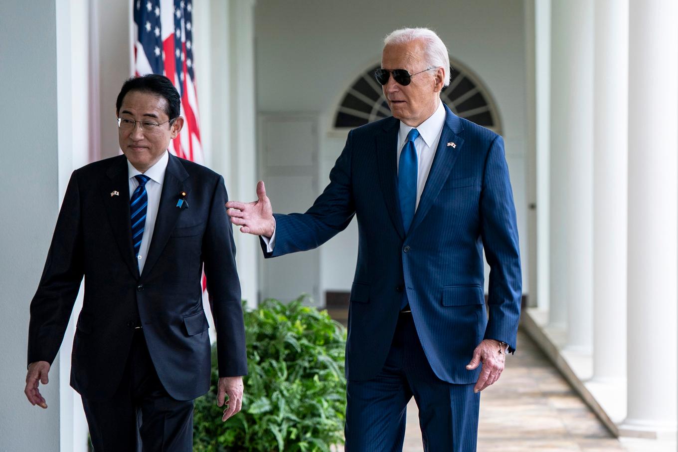 USA:s president Joe Biden tar emot Japans premiärminister Fumio Kishida i Vita huset på onsdagen. Foto: Haiyun Jiang/The New York Times/AP
