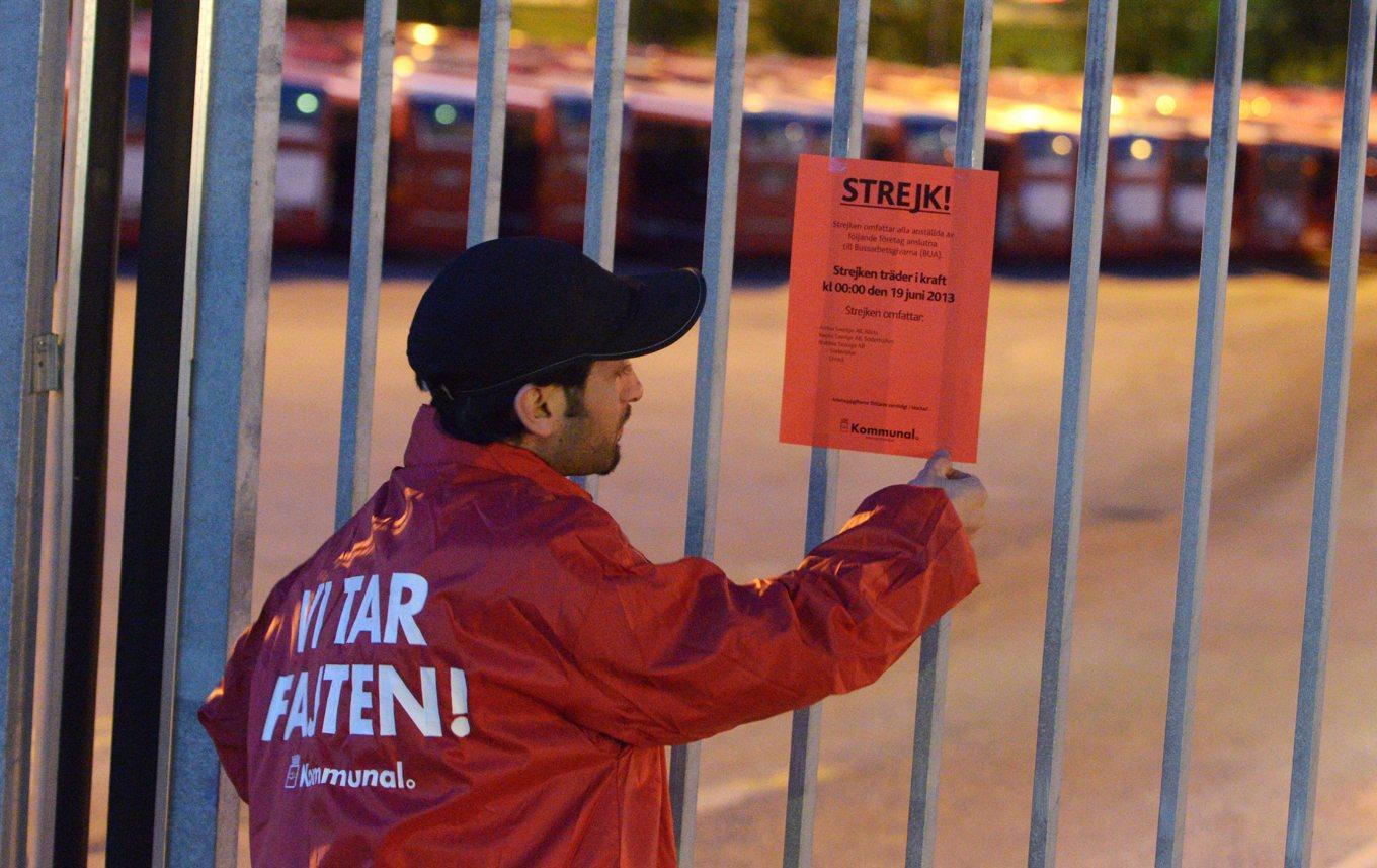 På bilden strejkanslag från Kommunals busstrejk 2013. Arkivbild. Foto: Johan Nilsson/TT