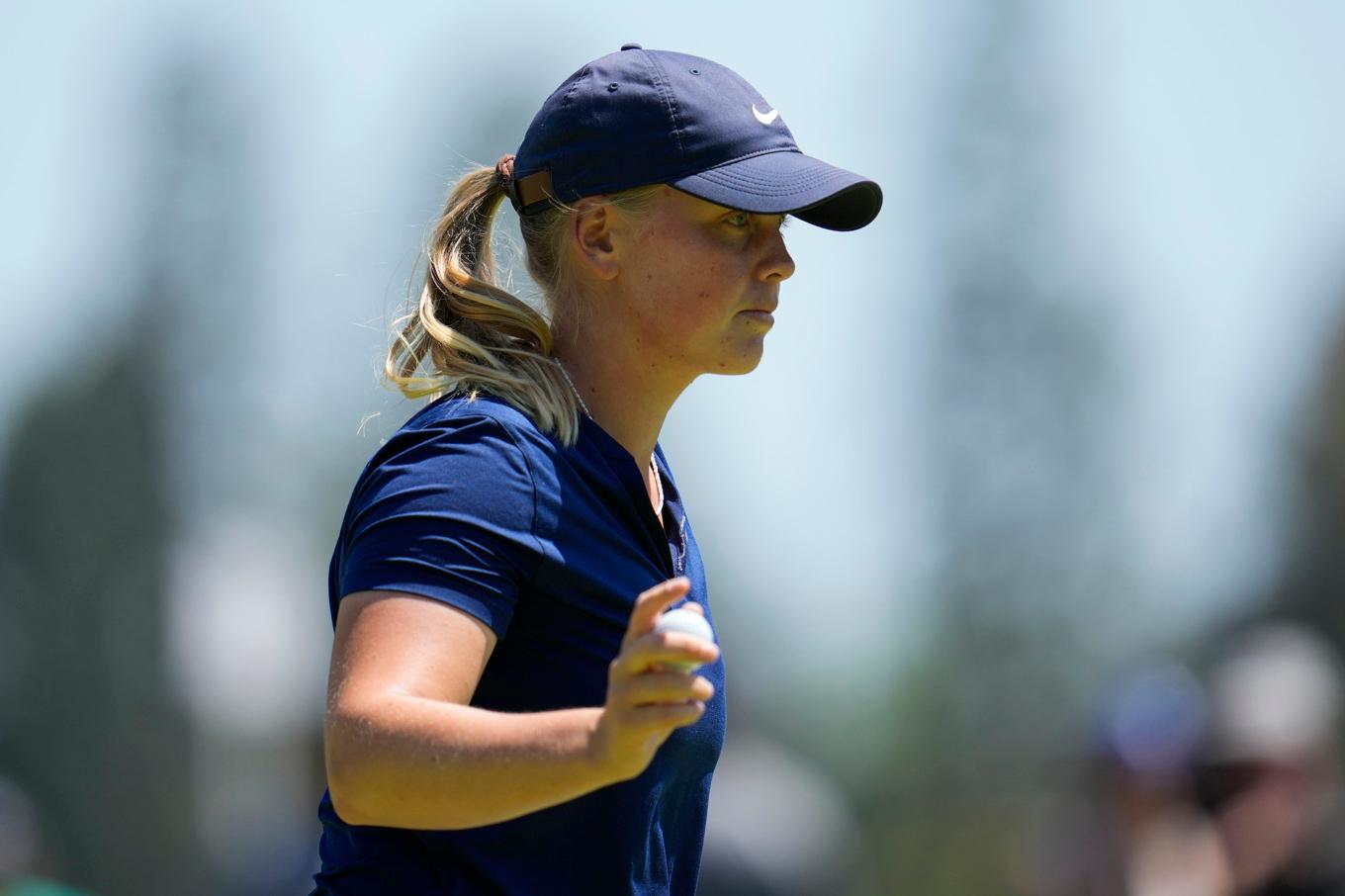 Maja Stark slutar åter i toppen på LPGA-touren i USA, tvåa efter australiensiskan Hannah Green. Foto: Ashley Landis/AP/TT