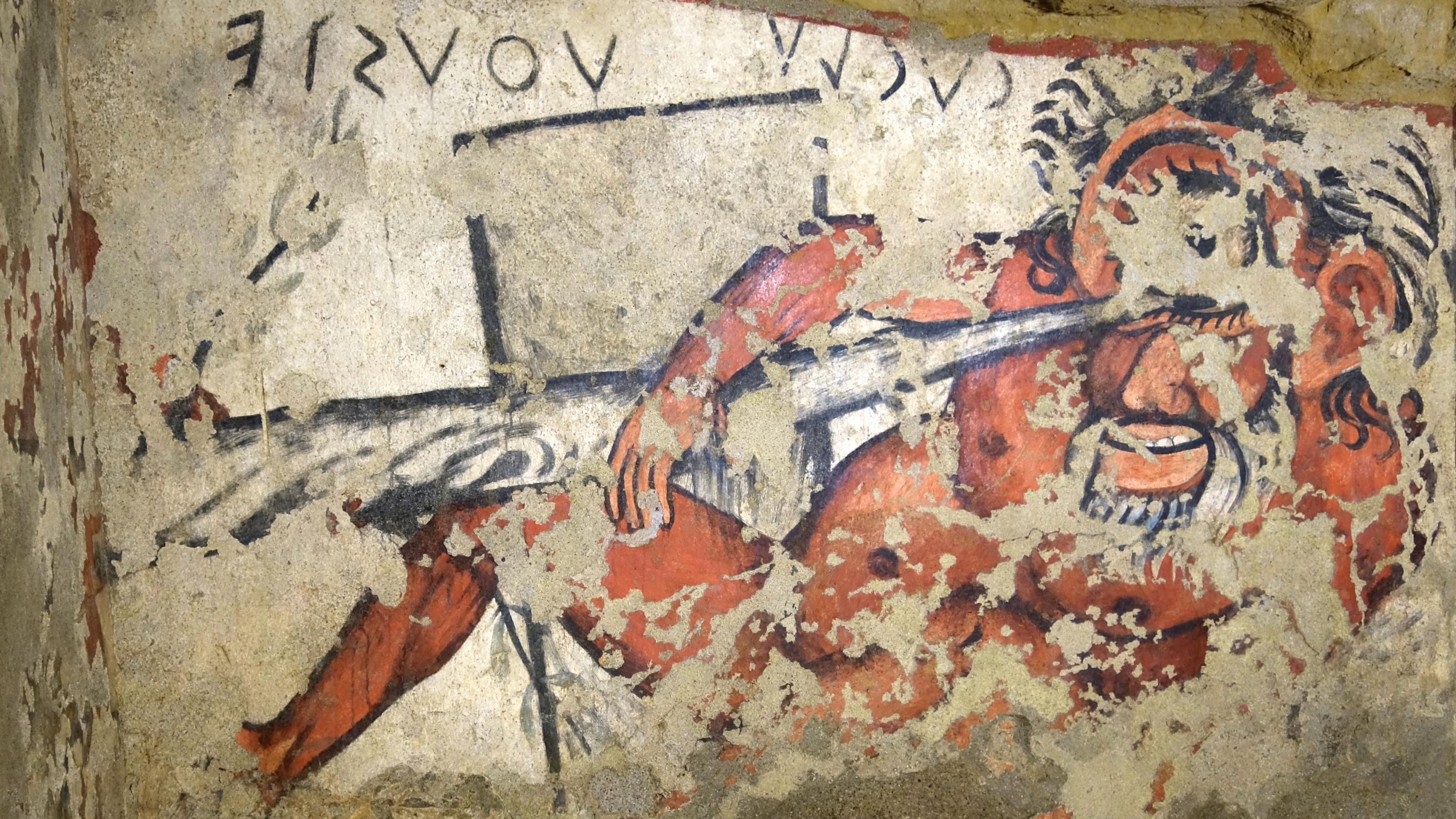 Förblindandet av den enögde cyklopen avbildat i en etruskisk grav visar hur populär Odysseus var på italiensk mark redan tidigt. Foto: Barbro Santillo Frizell