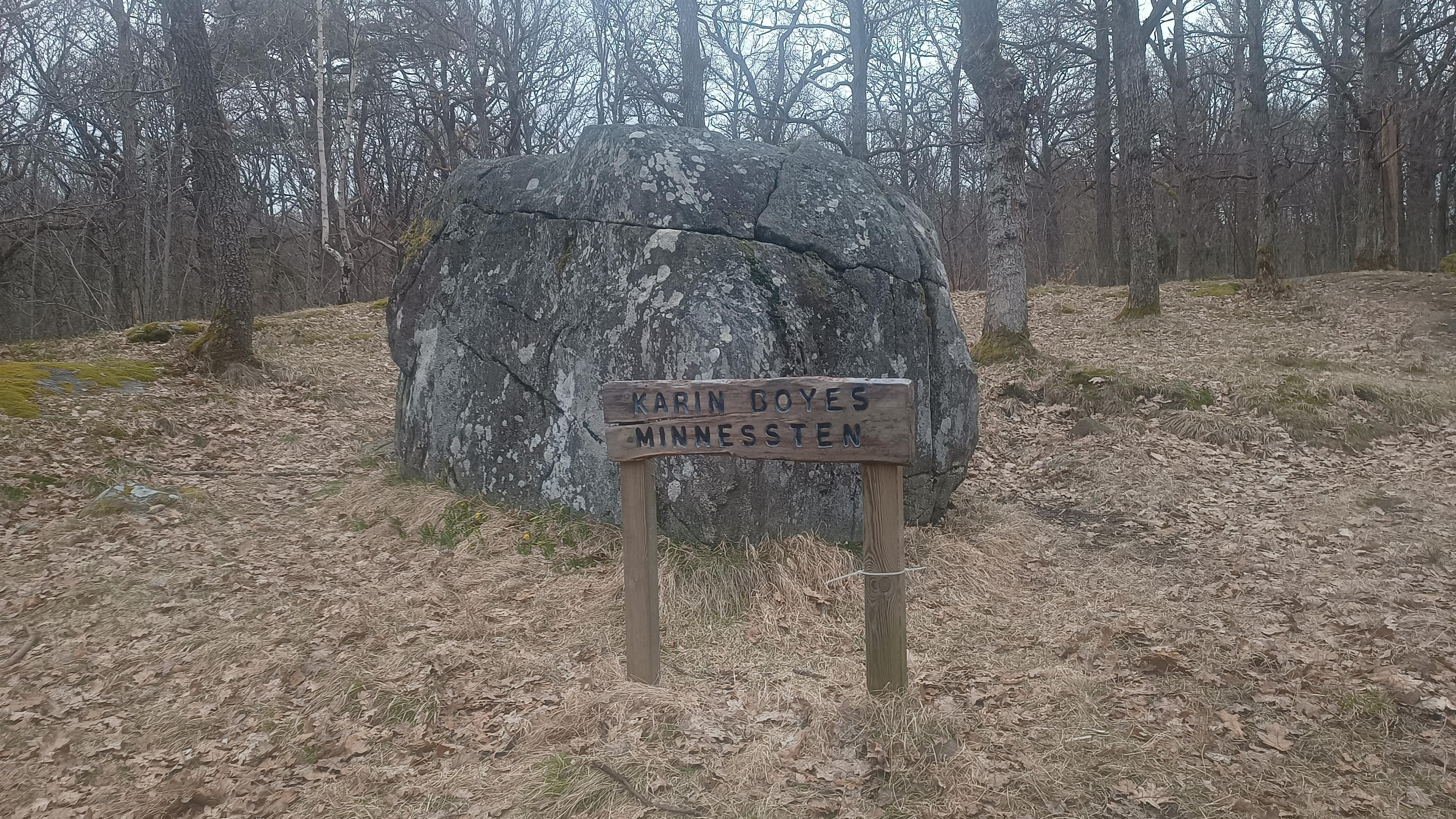 Stenen som Karin Boye dog vid är nu ett minnesmärke. Det är lätt att se varför hon valde denna plats. Foto: Privat