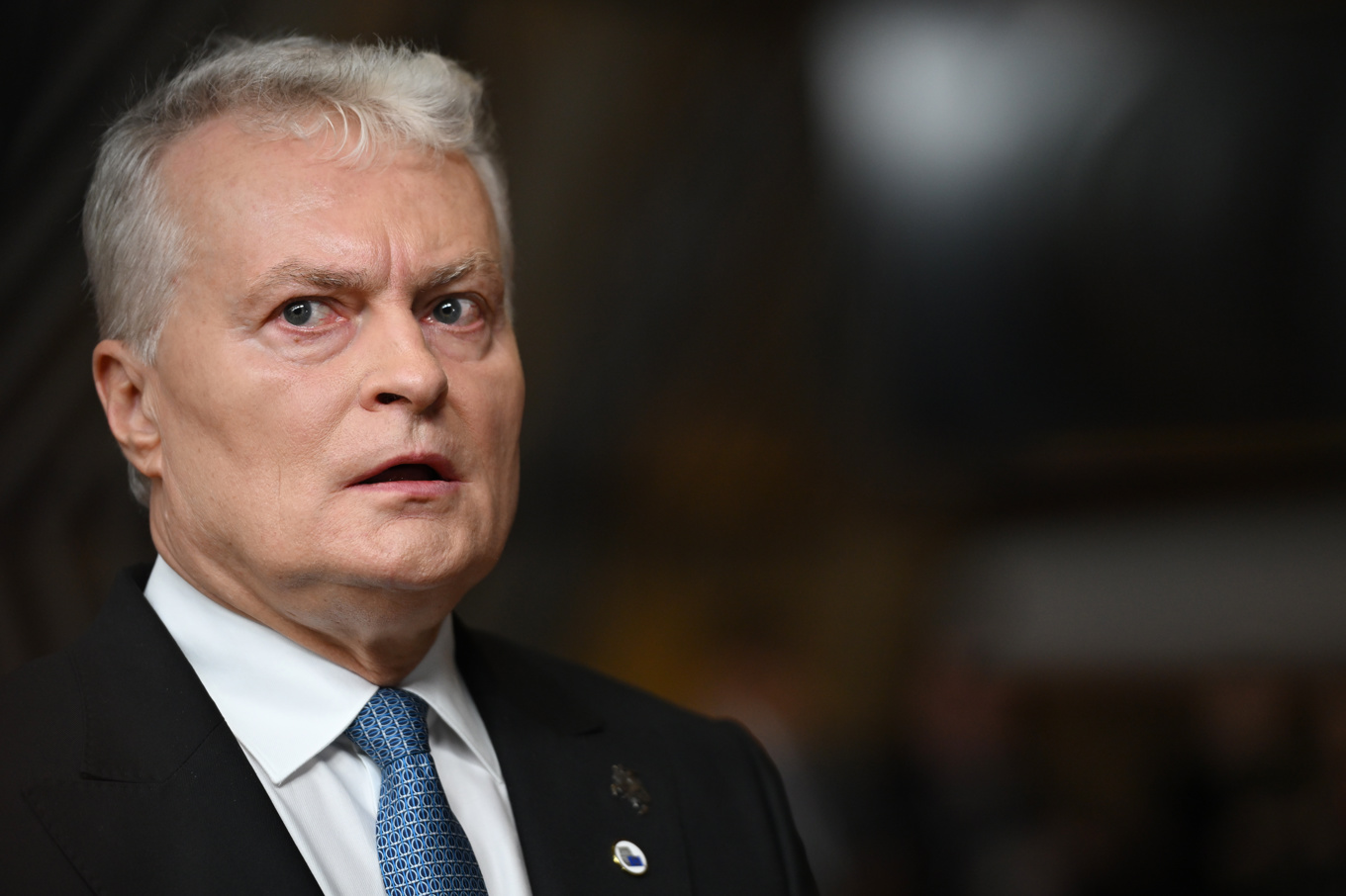 Litauens president Gitanas Nauseda i Bryssel på torsdagen. Foto: Harry Nakos/AP/TT