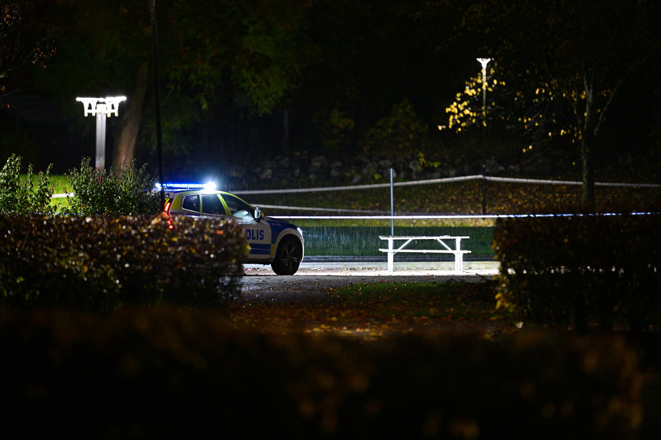 En man i 25-årsåldern sköts ihjäl i Stenebergsparken i Gävle i lördags kväll. Foto: Magnus Lejhall/TT