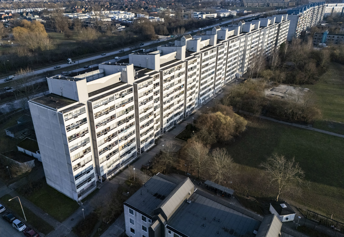 Fastigheten Kinesiska muren i stadsdelen Rosengård i Malmö, med BRF Femman längst till vänster. Arkivbild. Foto: Johan Nilsson/TT