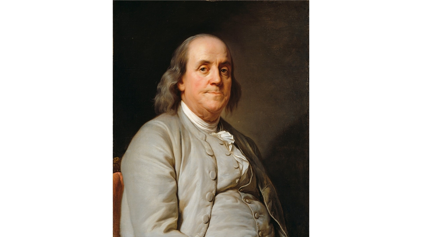 Porträtt av Benjamin Franklin (cirka 1785), National Portrait Gallery i Washington. Foto: Public Domain
