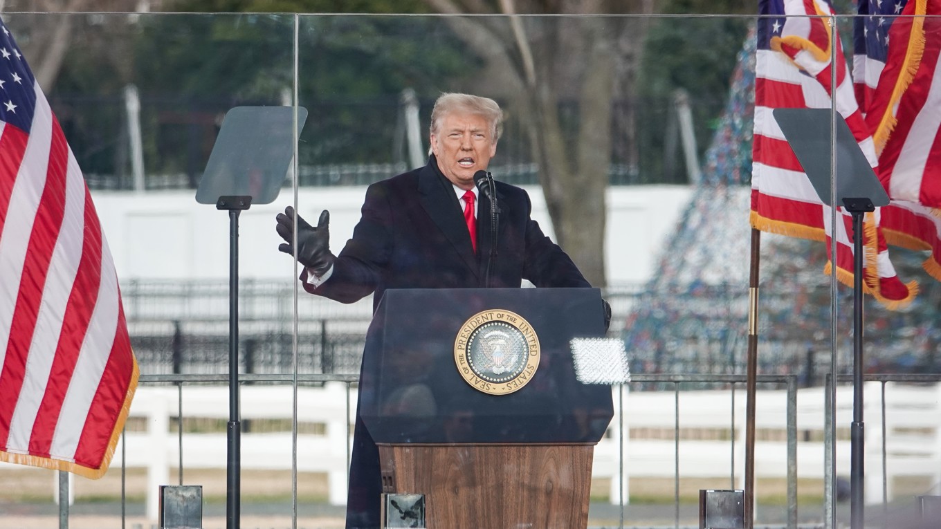 Donald Trump när han höll sitt tal i Washington DC den 6 januari 2021. Foto: Jenny Jing