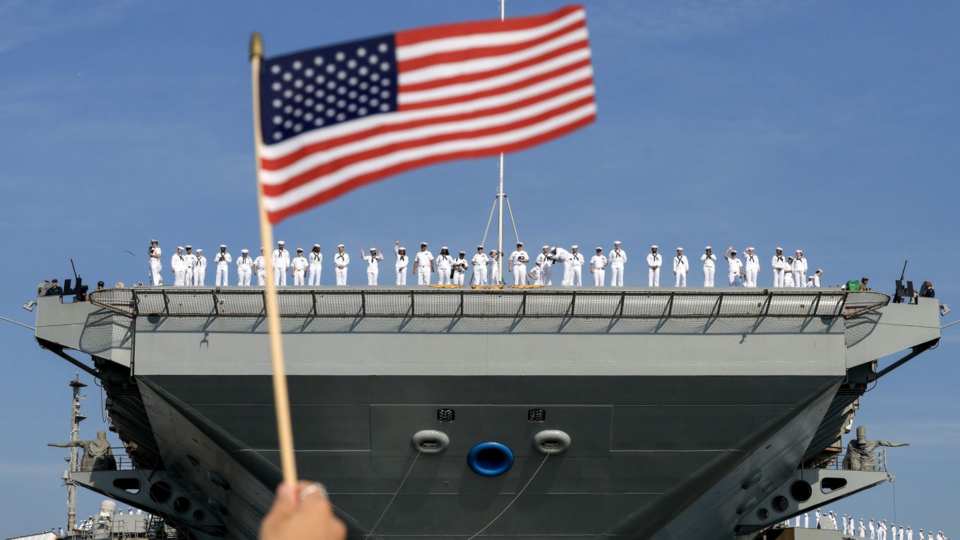 USA:s militär ska koncentreras mer i västra hemisfären. Här hangarfartyget Gerald R. Ford. Foto: Joe Raedle/Getty Images