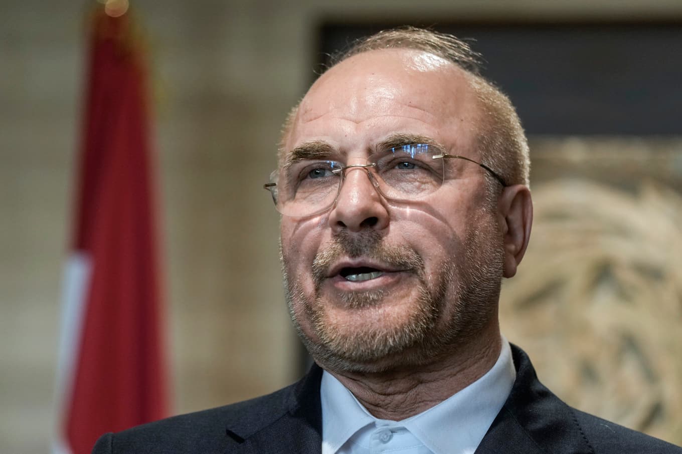 Mohammad Bagher Qalibaf, talman i Irans parlament. Arkivbild. Foto: Bilal Hussein/AP/TT