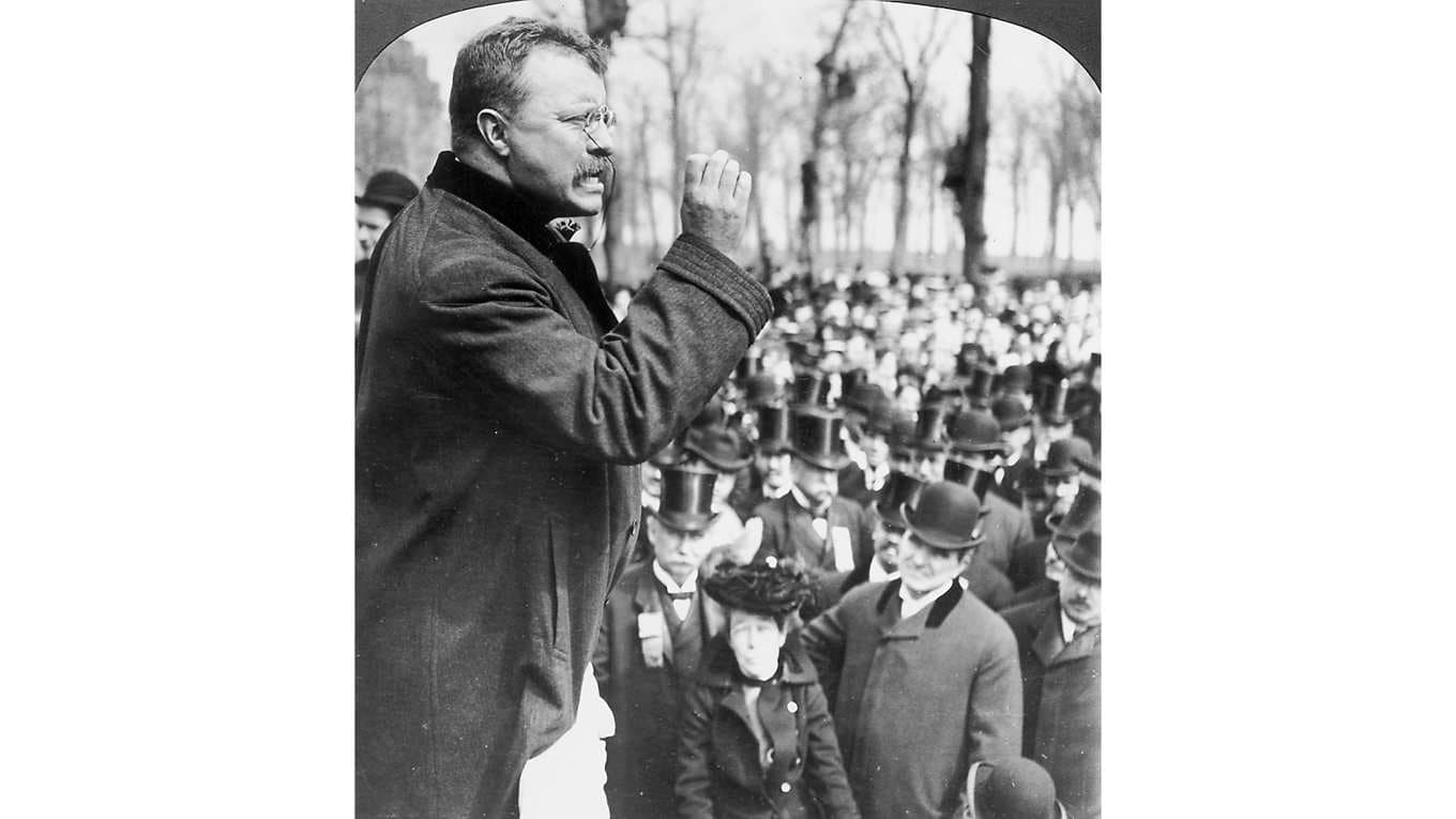 USA:s 26:e president Theodore Roosevelt var den förste av en ny generation politiker som chockade samtiden genom att inte tala och bete sig ”presidentiellt” på samma sätt som Donald Trump i dag. Foto: Hulton Archive/Getty Images