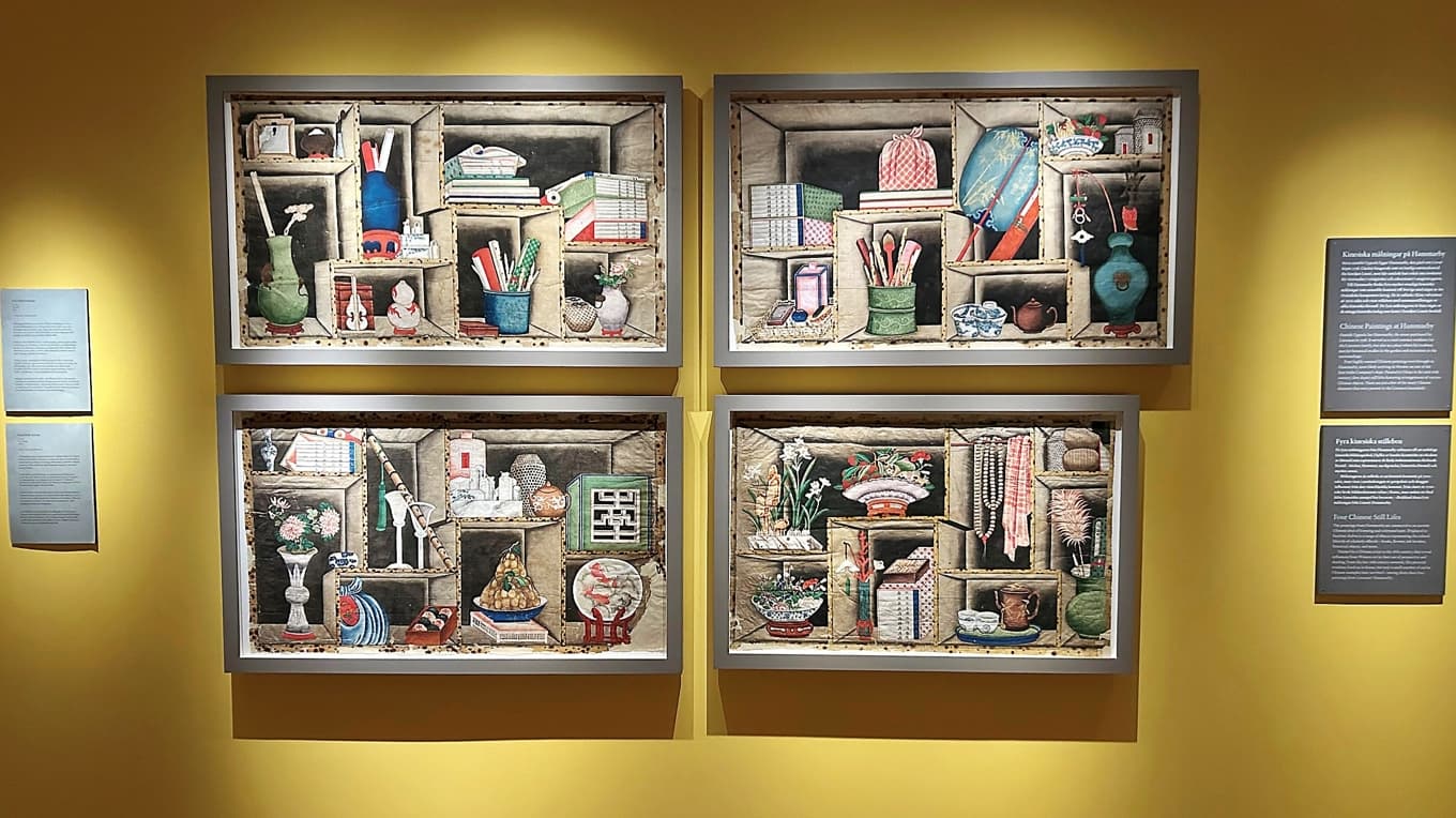 En unik svit kinesiska målningar från 1750-talet i Carl von Linnés ägo gav inspiration till utställningen som nu visas i Uppsala. Foto: Gustavianum