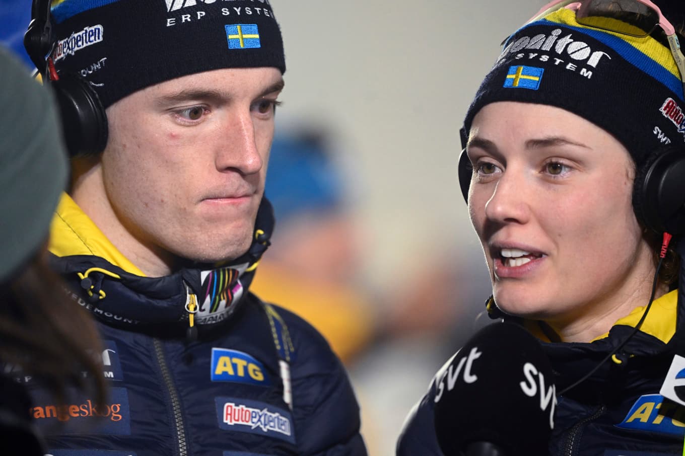 Sebastian Samuelsson och Hanna Öberg blev tvåa i singelmixedstafetten i Otepää, Estland. Arkivbild. Foto: Fredrik Sandberg/TT