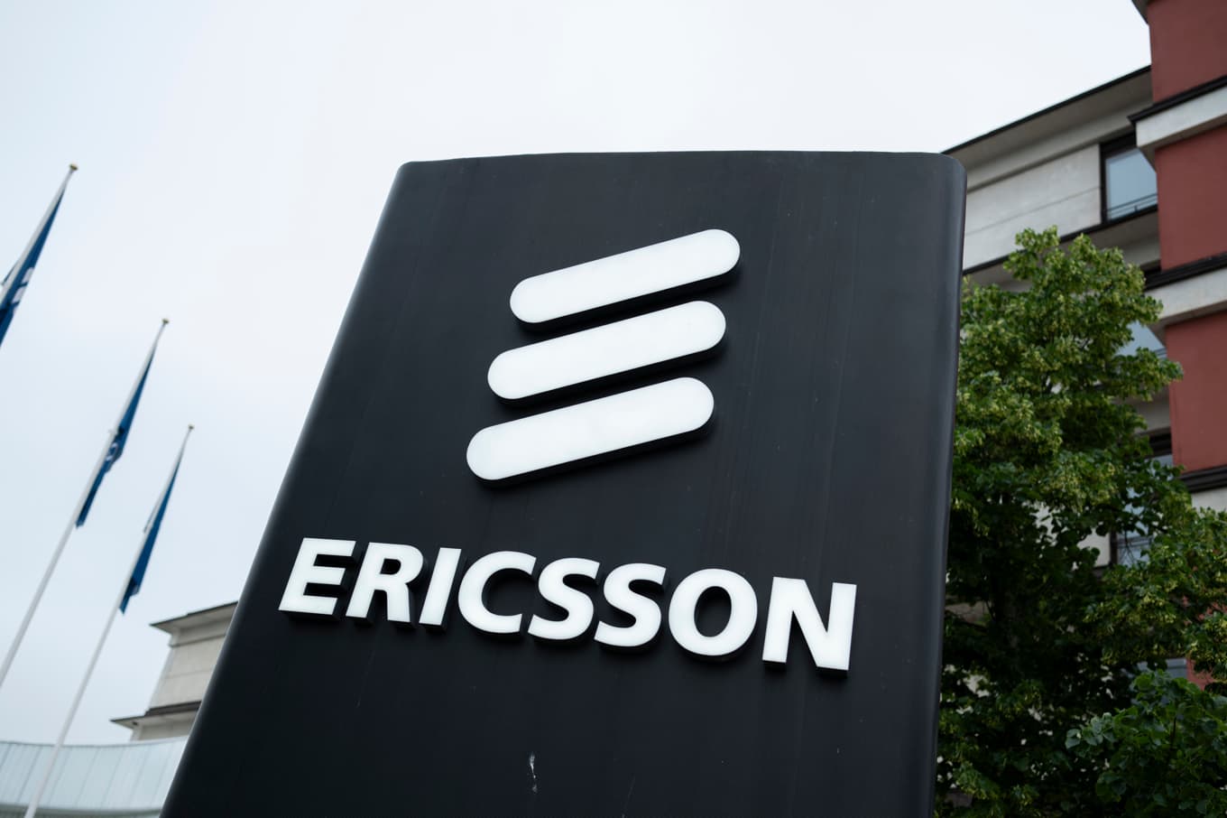 Skylt utanför Ericssons huvudkontor i Kista. Arkivbild. Foto: Oscar Olsson/TT