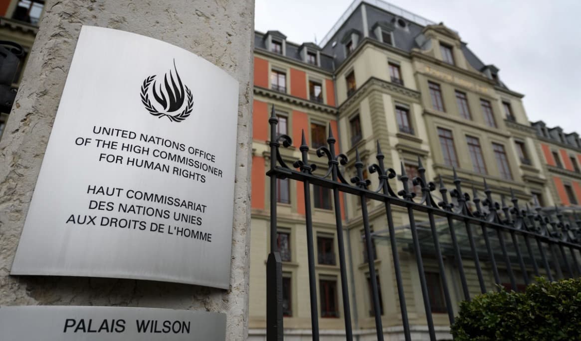Huvudkontoret för FN:s högkommissarie för mänskliga rättigheter (OHCHR) i Genève den 8 januari 2018. Foto: Fabrice Coffrin/AFP via Getty Images