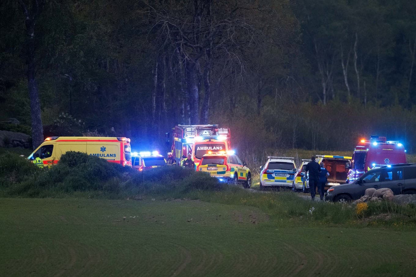 En man har gripits en bit från den misstänkta brottsplatsen. Foto: Linus Olsson/TT