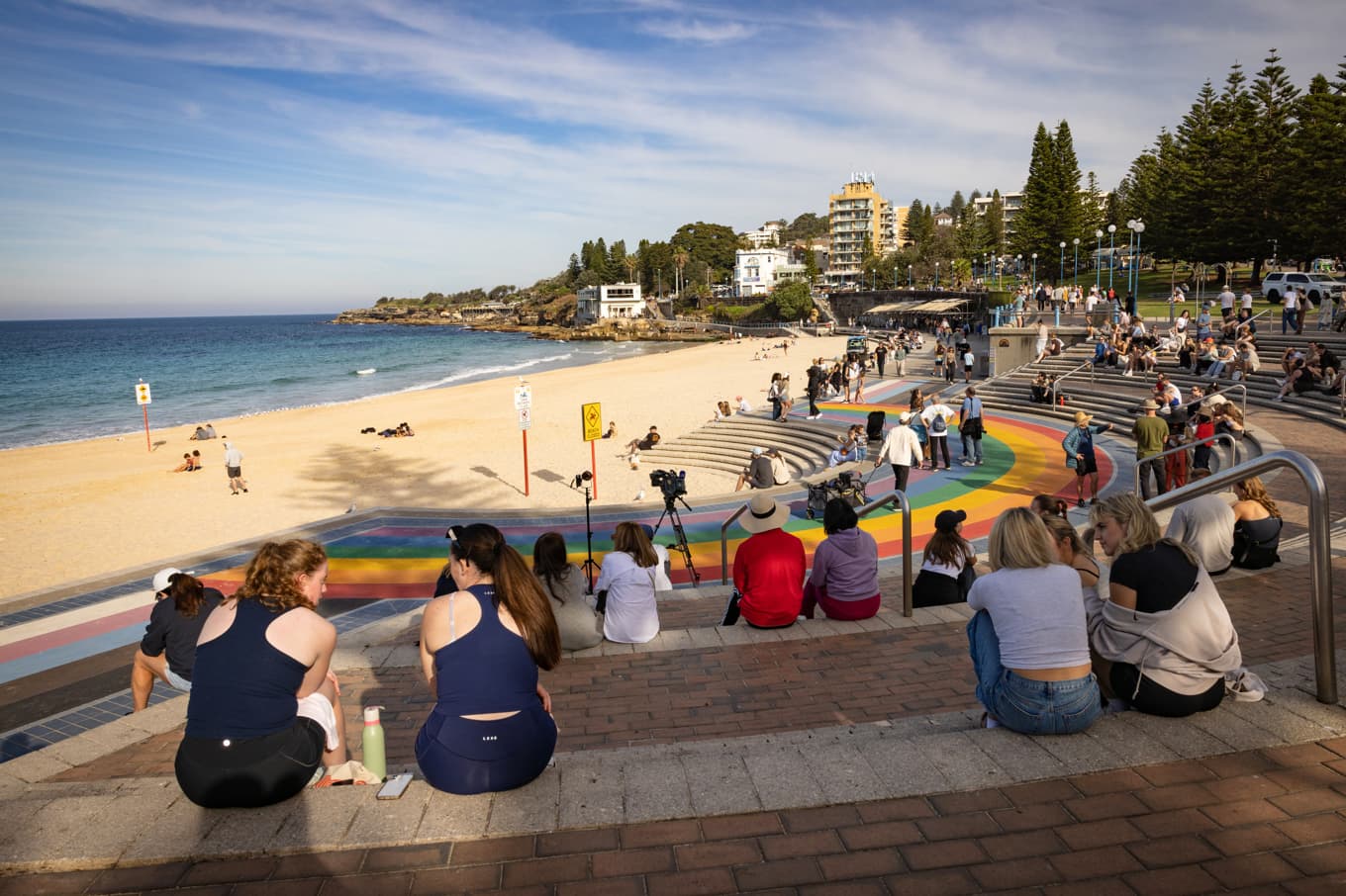 Coogee och alla närliggande stränder stängdes av efter attacken på lördagen. Foto: Nadir Kinani/AAP via AP/TT