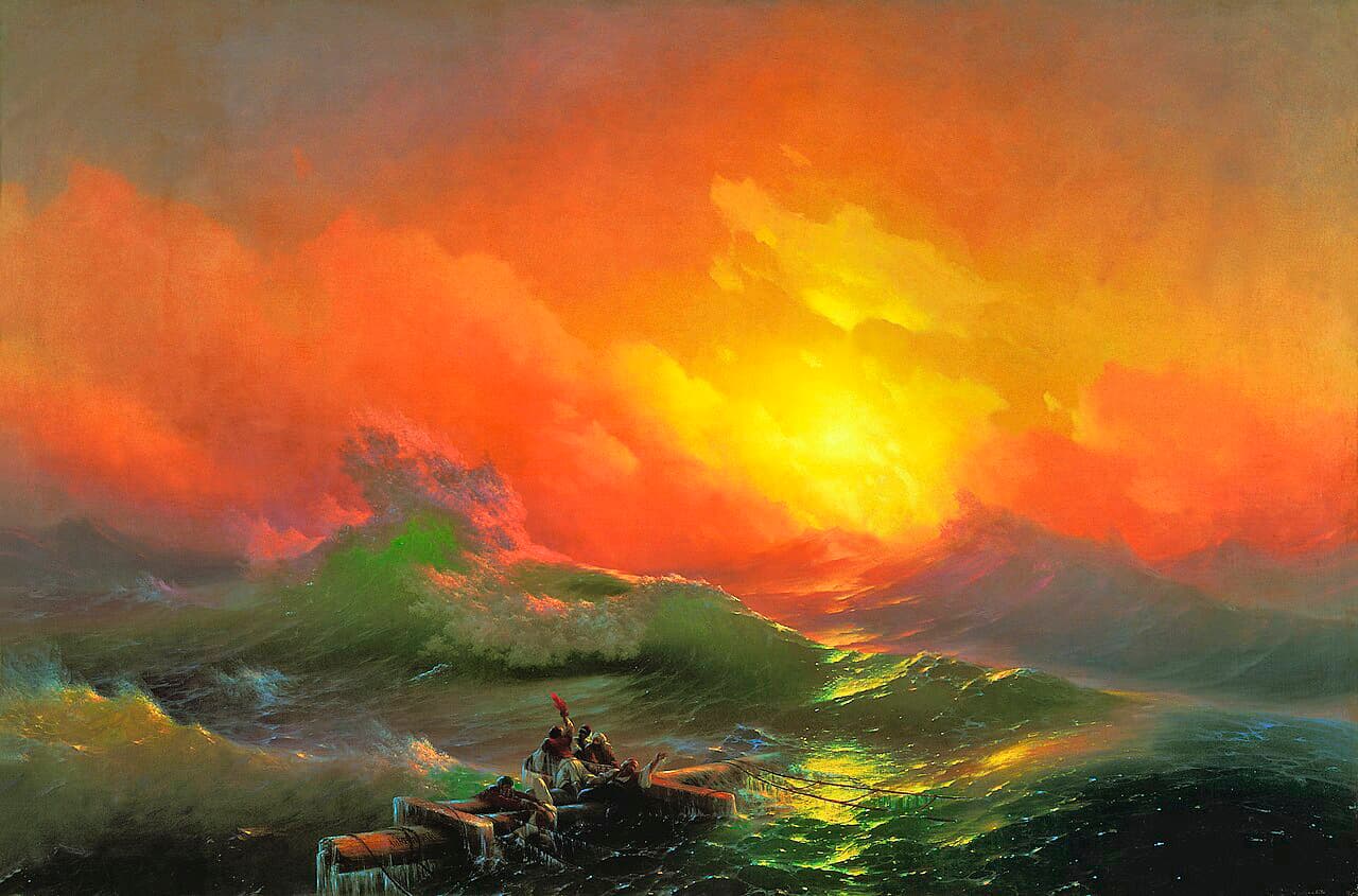 I havet ser människan ofta ett kaos, medan ljuset mer står för ordning. ”Nionde vågen” av Ivan Ajvazovskij (1817–1900).Foto: Wikimedia Commons
