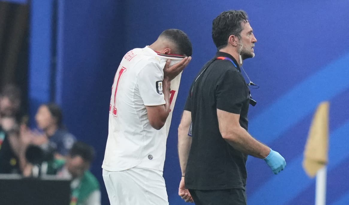 Ismael Saibari lämnade åttondelsfinalen i tårar. Nu står det klart att han missar kvartsfinalen mot Frankrike. Arkivbild. Foto: Eric Gay/AP/TT