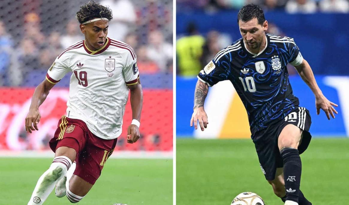 Lamine Yamal och Lionel Messi. Arkivbilder. Foto: Charly Triballeau och Roberto Schmidt/AFP/TT