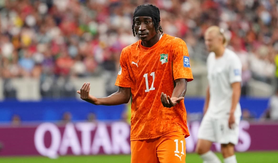 Yan Diomandé under VM i fotboll i juni där han spelade för hemlandet Elfenbenskusten. Foto: Julio Cortez /AP/TT