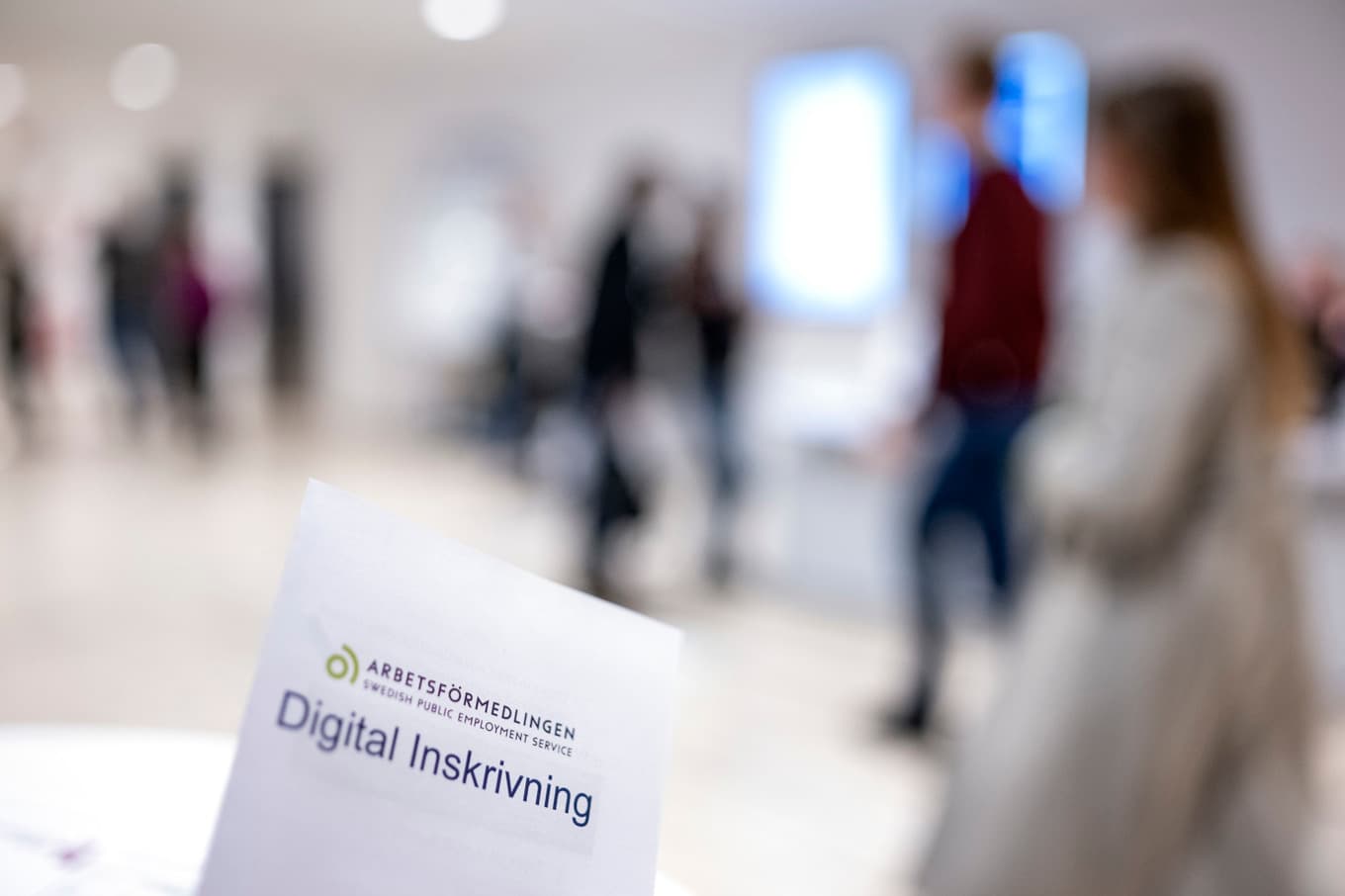 Informationsblad om digital inskrivning på Arbetsförmedlingen i Malmö. Arkivbild. Foto: Johan Nilsson/TT