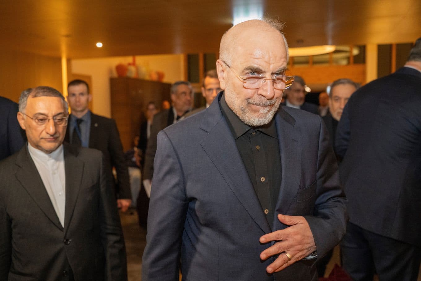 Irans chefsförhandlare och parlamentets talman Mohammed Bagher Ghalibaf, fotograferad i juni i Schweiz. Foto: Urs Flueeler/AP/TT
