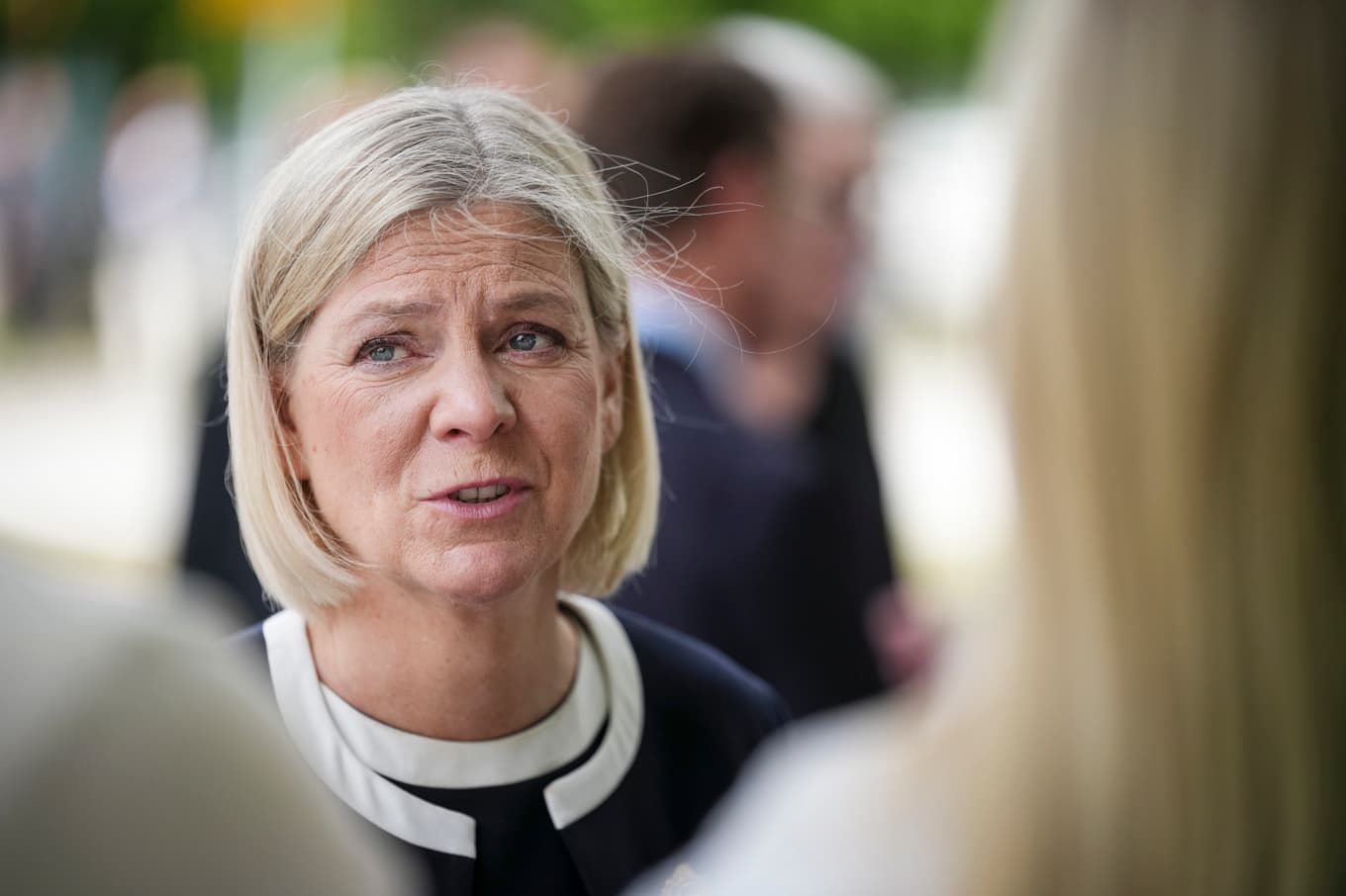 Socialdemokraternas partiledare Magdalena Andersson. Bild från lördagen. Foto: Magnus Lejhall/TT