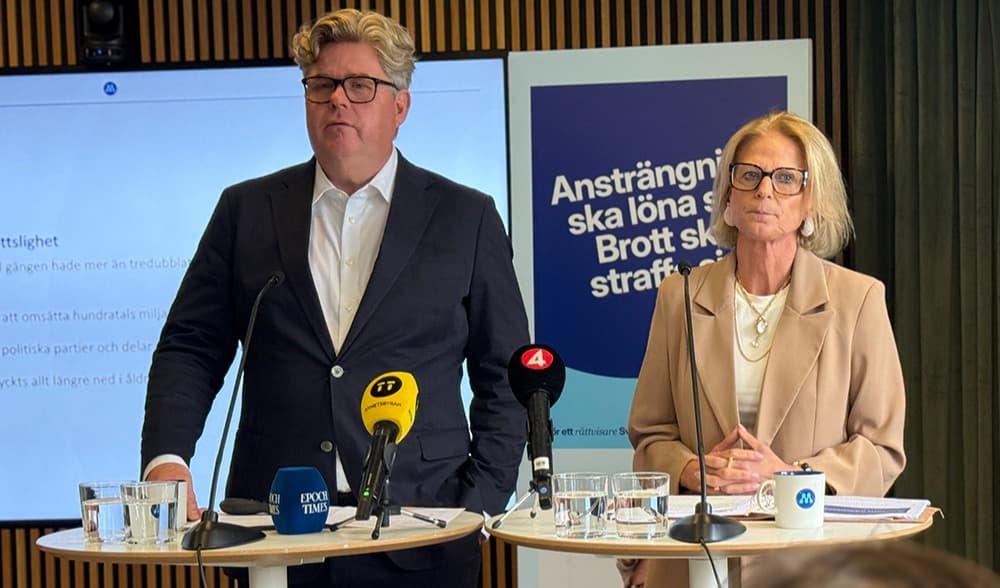 Gunnar Strömmer (M) och Elisabeth Svantesson (M) vill slopa mängdrabatten i domstolar. Foto: Staffan Erfors
