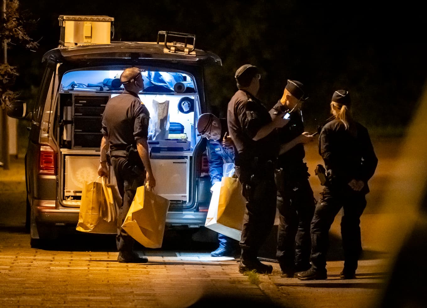 Polis och kriminaltekniker på plats efter att en kvinna i Helsingborg mördats. Arkivbild. Foto: Johan Nilsson/TT
