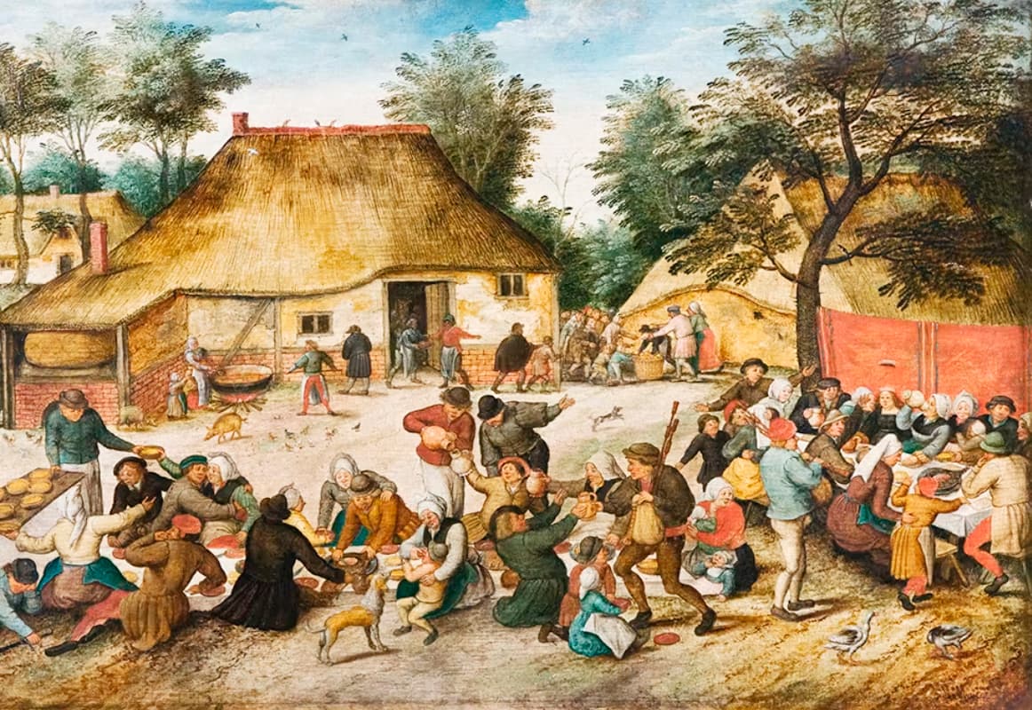 ”Bondbröllop” (1550) av konstnären Pieter Brueghel den yngre. Finns att beskåda på Hallwylska museet. Foto: Jens Mohr/Wikimedia Commons
