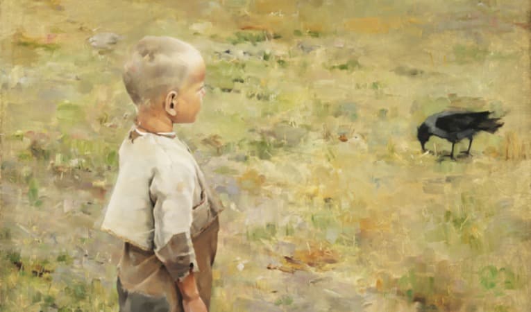 Akseli Gallen-Kallelas konstverk ”Gosse och kråka”, 1884. Olja på duk. Foto: Ateneum/Wikimedia Commons