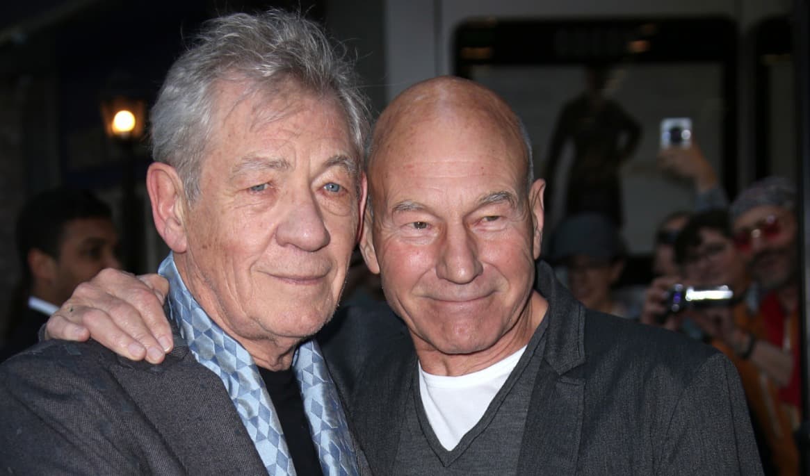 Ian McKellen och Patrick Stewart på filmpremiär 2015. Arkivbild. Foto: Joel Ryan/AP/TT