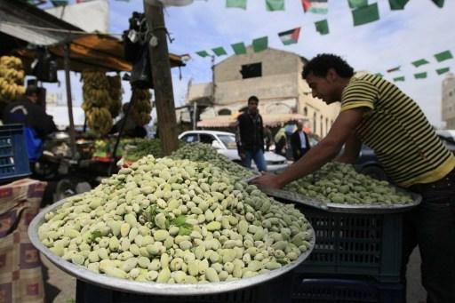 E-vitamin finns rikligt i bland annat sötmandel. En köpman erbjuder färska mandlar till försäljning på grönsaksmarknaden i Gaza City den 12 mars 2010. (Foto: Mohammed Abed/AFP)