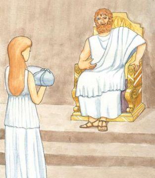 Rhea för sin son Zeus till fadern Chronos