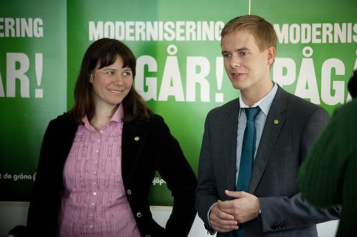 Miljöpartiets språkrör Åsa Romson tillsammans med Gustav Fridolin. (Foto: Pressbild)