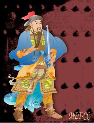Qin Shubao den modige och vildsinte krigaren i Tangdynastin. (Illustratör: Catherine Chang, Epoch Times)