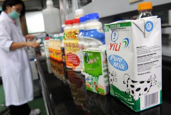 En filippinsk laboratorieassistent i Manilla testar kinesiska Yilis och Mengnius mjölkprodukter, 2008. (Foto: Romeo Gacad/AFP/Getty Images)

