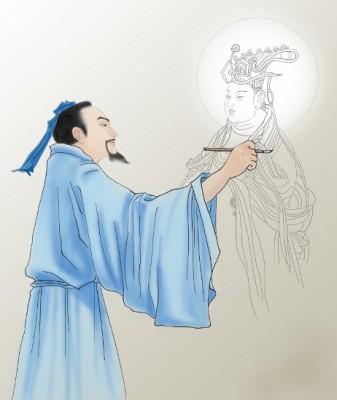 Wu Daozi, Kinas målande vise man. (Illustratör: SM Yang, Epoch Times)
