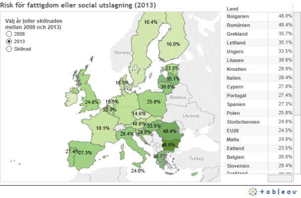 Den interaktiva kartan finns på länken angiven i artikeln. (Eurostat)