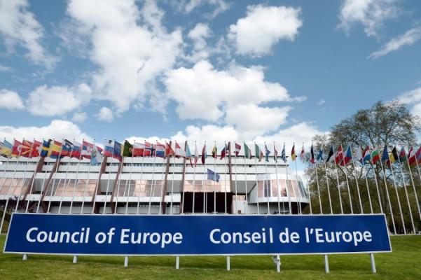 Europeiska flaggor vajar framför Europarådet i Strasbourg. Den 9 juli antog Europarådet en konvention mot handel med mänskliga organ. (Foto: Frederick Florin/AFP/Getty Images)