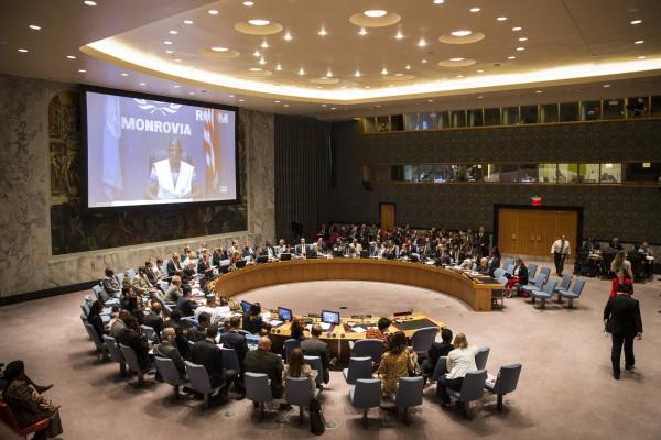 FN:s säkerhetsråd höll ett möte om ebolautbrott i Västafrika den 18 september 2014 i New York.  (Foto: Andrew Burton/Getty Images)