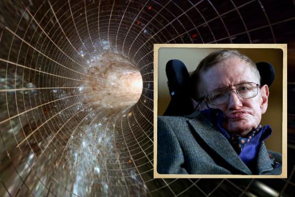 Till höger: Stephen Hawking (Andrew Cowie/AFP/Getty Images) Till vänster: Konceptuell illustration av tid och rum. (Foto: Shutterstock)