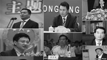 Ett bildmontage med några av de tjänstemän som fastnat i den senaste skandalen med prostituerade och sexvideoband i Chongqing. (Foto: Canyu.org)