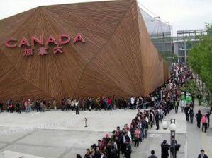 Kö utanför Kanadas paviljong på Expo 2010 i Shanghai. Utställningen, som är den största genom historien, pågår från den 1 maj till den 31 oktober (Foto: Department of Canadian Heritage) 
