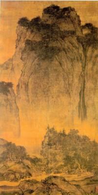 De avbildade människorna och djuren i Fan Kuans vida landskap är reflektioner av de daoistiska idealen att vara ett med naturen (Målning av Fan Kuan)
