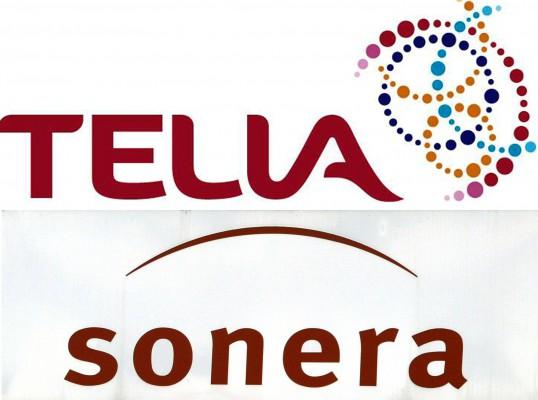 TeliaSoneras logo i odaterad bild från 2002 då svenska Telia och finska Sonera bildade fusion. 