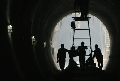 Bilden visar uppbyggnaden av Guangzhou tunnelbanelinje 3 (Foto:  Getty Images)