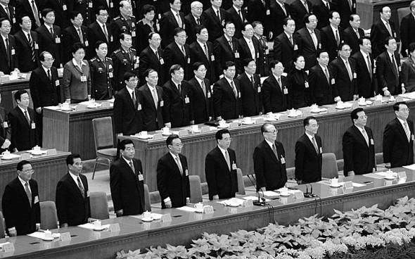 En bild från Kinas kommunistpartis 17:e kongress i oktober 2007. Det inte särskilt kända politisk- rättsliga utskottet har blivit ett andra maktcentrum. (Foto: Huang Niu/Getty Images)